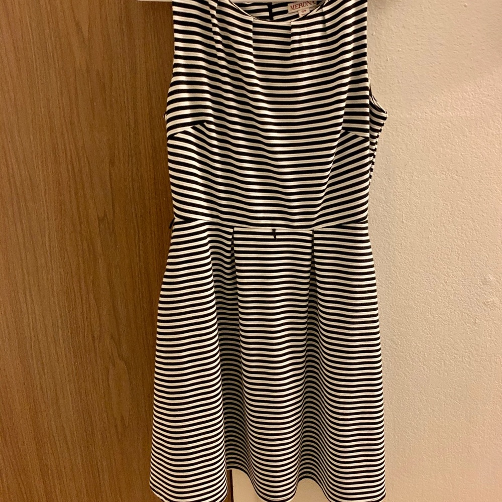Black and white striped dress